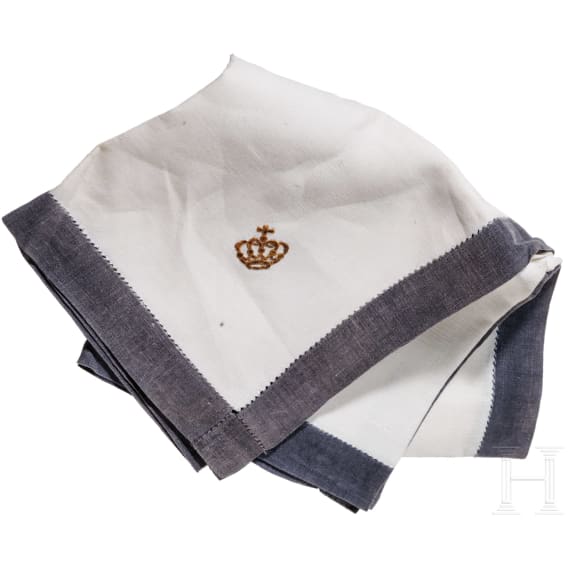 King Ludwig II of Bavaria - a white linen handkerchief, circa 1870