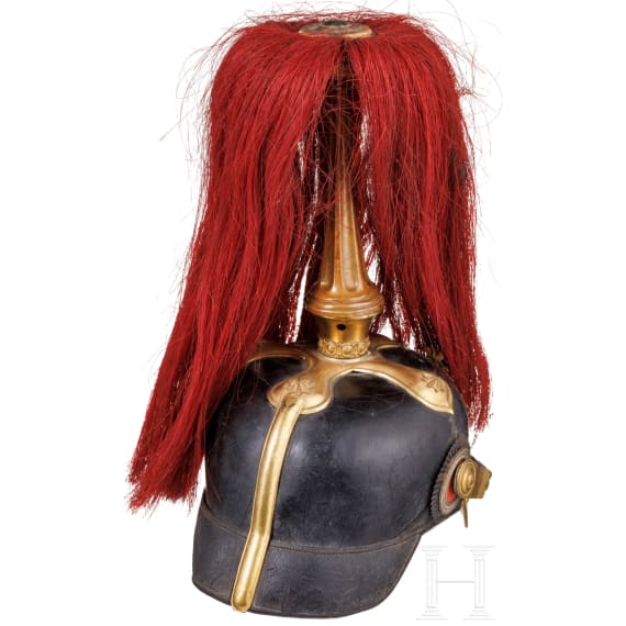 Helm M 1886 f&uuml;r Offiziere der Artillerie mit Paradebusch