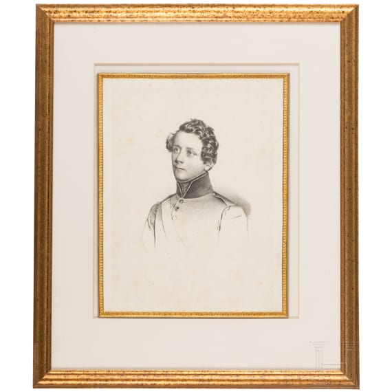 Vier bayerische Uniformportraits als gerahmte Lithographien, 19. Jhdt.