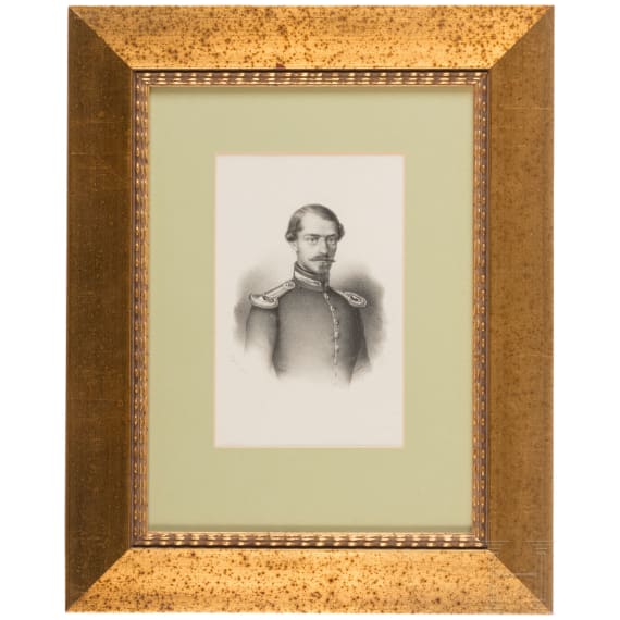 Vier bayerische Uniformportraits als gerahmte Lithographien, 19. Jhdt.