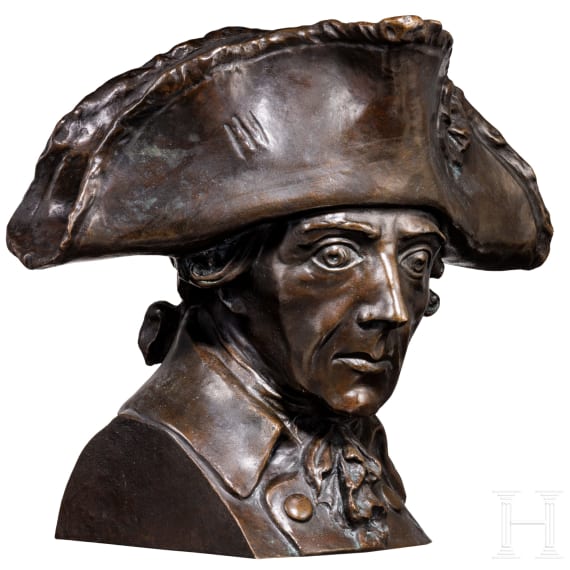 Cuno von Uechtritz-Steinkirch (1856 - 1908) - lebensgro&szlig;e bronzene Portraitb&uuml;ste K&ouml;nig Friedrichs II.