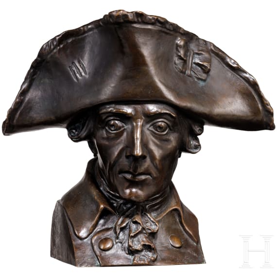 Cuno von Uechtritz-Steinkirch (1856 - 1908) - lebensgro&szlig;e bronzene Portraitb&uuml;ste K&ouml;nig Friedrichs II.