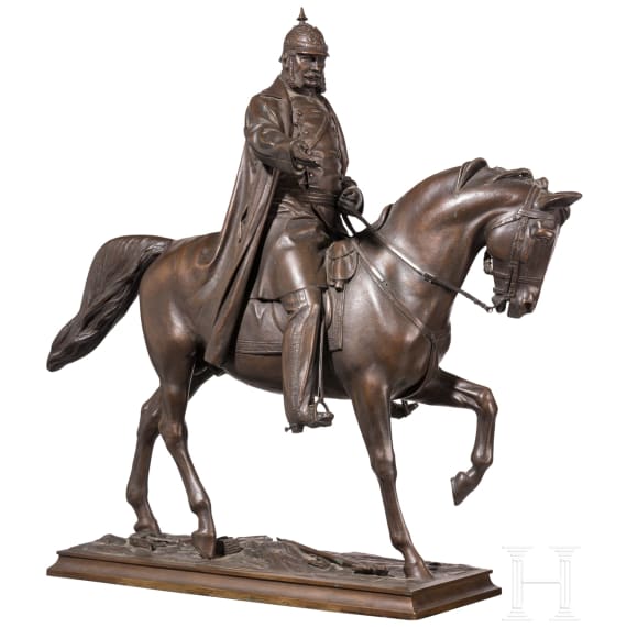 Gro&szlig;e Reiterbronze Kaiser Wilhelms I., August Herzig, Dresden, datiert 1879