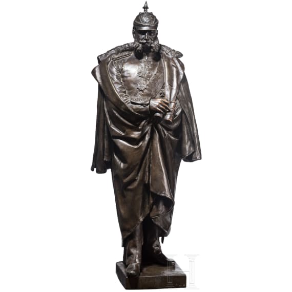 Kaiser Wilhelm I. - gro&szlig;e Bronzefigur von Joseph Uphues (1850 - 1911)