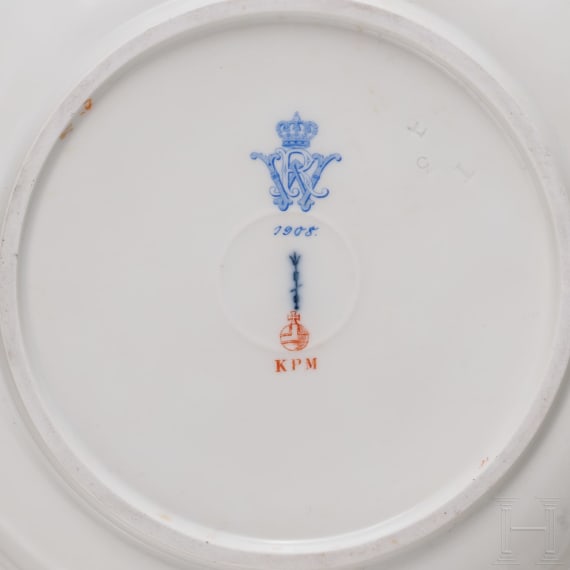 Kaiser Wilhelm II. - Neuosier-Teller der KPM aus dem k&ouml;niglichen Tafelservice, datiert 1908