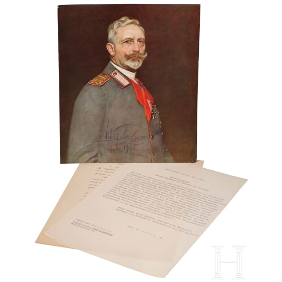 Kaiser Wilhelm II. - Portrait mit Autograph und zwei Schreiben, datiert 1935