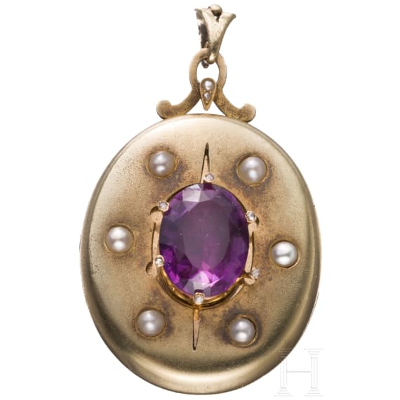 K&ouml;nigin Augusta von Preu&szlig;en - Geschenkmedaillon f&uuml;r August Raitz von Frentz-Garrath, datiert 1869, sowie sp&auml;teres Gem&auml;lde