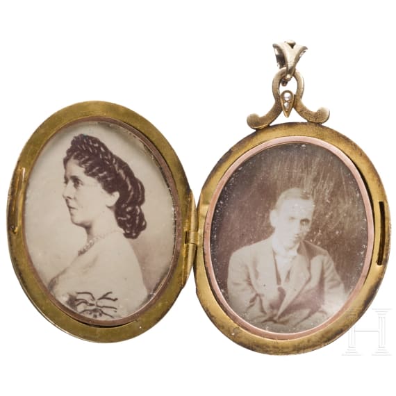K&ouml;nigin Augusta von Preu&szlig;en - Geschenkmedaillon f&uuml;r August Raitz von Frentz-Garrath, datiert 1869, sowie sp&auml;teres Gem&auml;lde
