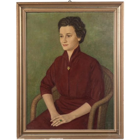 K&ouml;nigin Augusta von Preu&szlig;en - Geschenkmedaillon f&uuml;r August Raitz von Frentz-Garrath, datiert 1869, sowie sp&auml;teres Gem&auml;lde