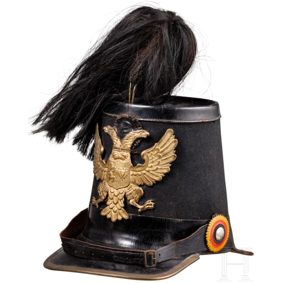 Tschako f&uuml;r Mannschaften der J&auml;ger, Schleswig-Holstein, um 1850 - 1860