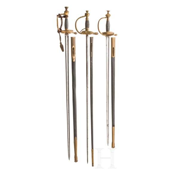 Three old-style swords for infantry officers, 19th century