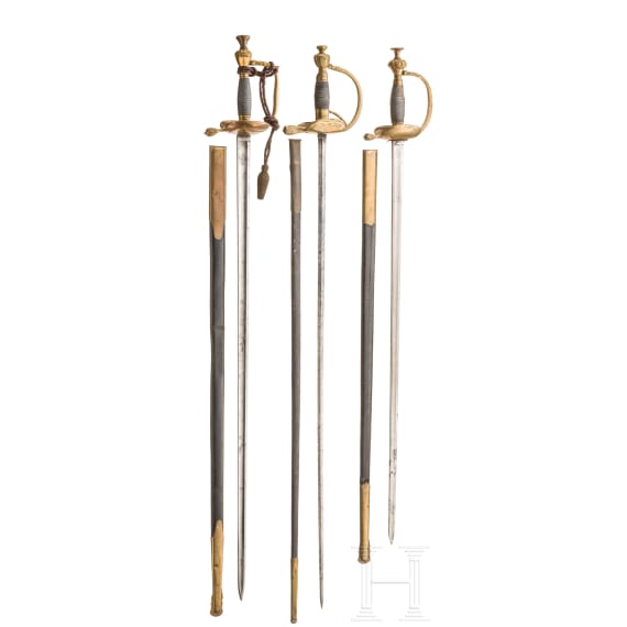 Three old-style swords for infantry officers, 19th century