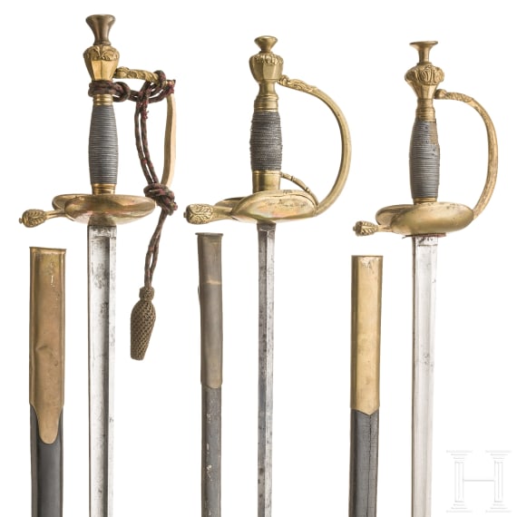 Three old-style swords for infantry officers, 19th century