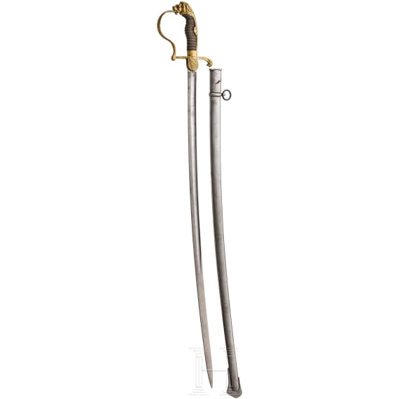 A Prussian officer's lion's head cavalry sword