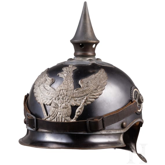 Helm M 1905 f&uuml;r Mannschaften der J&auml;ger zu Pferde mit Traditionsabzeichen und Kartentasche