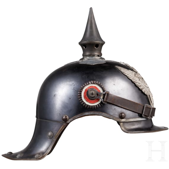 Helm M 1905 f&uuml;r Mannschaften der J&auml;ger zu Pferde mit Traditionsabzeichen und Kartentasche