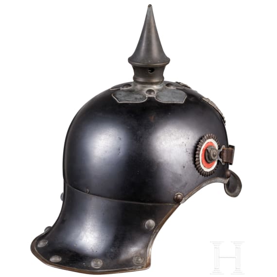Helm M 1905 f&uuml;r Mannschaften der J&auml;ger zu Pferde mit Traditionsabzeichen und Kartentasche