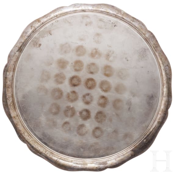 1. Garde-Feldartillerie-Regiment - Silbertablett als Offiziersgeschenk, datiert 1903
