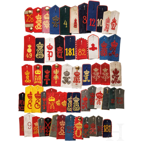 A collection of German shoulder boards, circa 1900