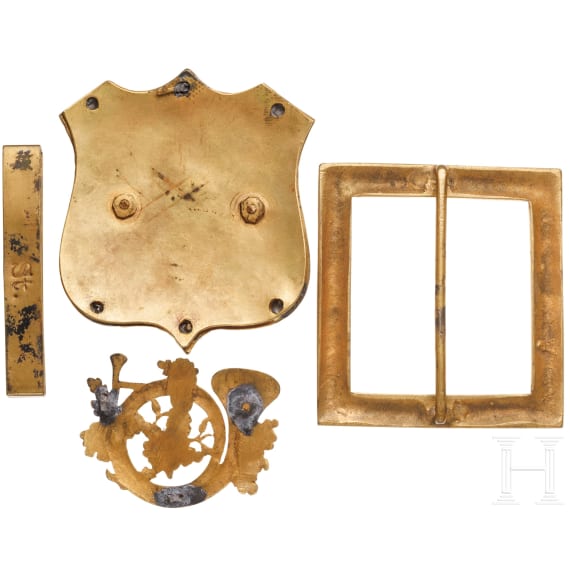 Four fittings for bandoliers, circa 1900