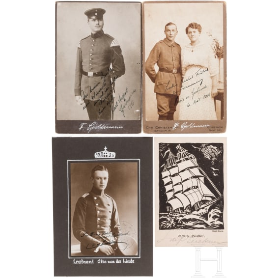 Felix Graf von Luckner and Lt. Otto von der Linde - four signed postcards