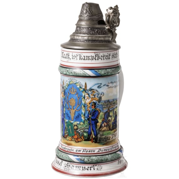 A regimental stein of the Royal Bavarian 1st J&auml;ger Battalion, 1903-05