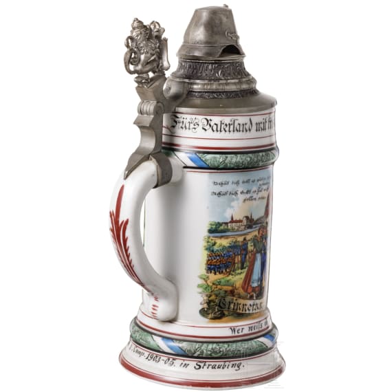 A regimental stein of the Royal Bavarian 1st J&auml;ger Battalion, 1903-05