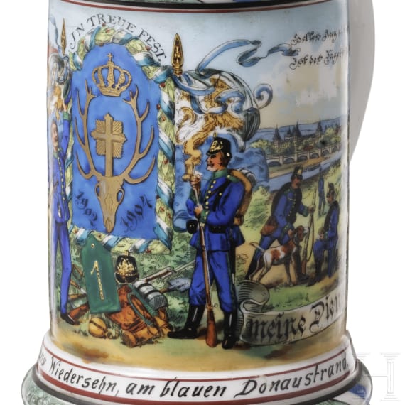 A regimental stein of the Royal Bavarian 1st J&auml;ger Battalion, 1903-05