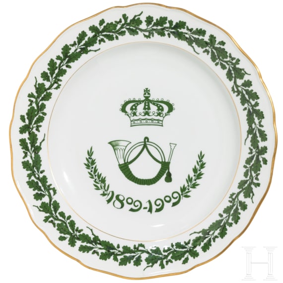 A regimental plate of the Royal Saxon J&auml;ger Battalion, 1809 - 1909