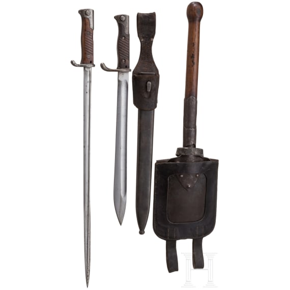 Two bayonets and a field spade