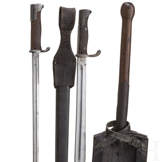 Two bayonets and a field spade