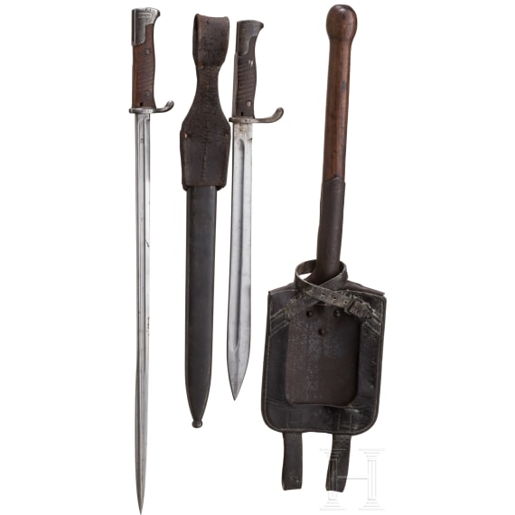 Two bayonets and a field spade