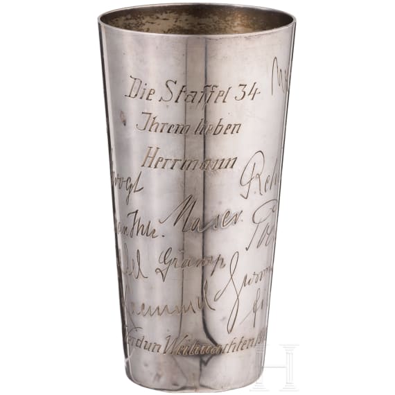 Flieger Kampfstaffel 34 b (Bavaria) - a silver gift beaker "Verdun Weihnachten 1916" to their comrade Herrmann