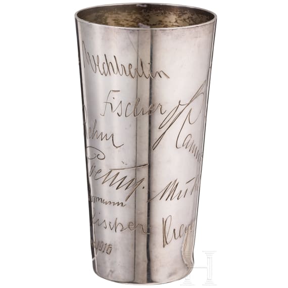 Flieger Kampfstaffel 34 b (Bavaria) - a silver gift beaker "Verdun Weihnachten 1916" to their comrade Herrmann
