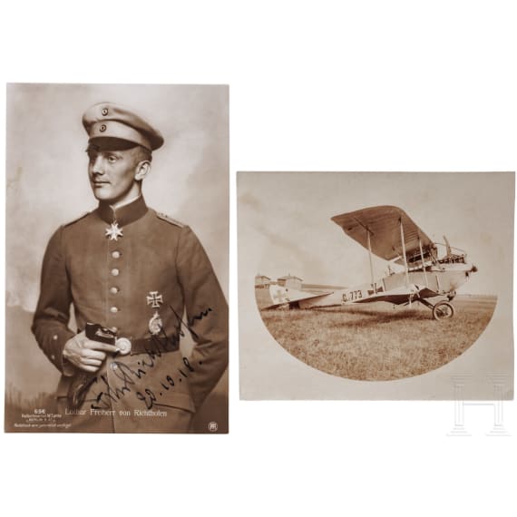 Lothar Freiherr von Richthofen (1894 - 1922) - a signed Sanke portrait postcard, dated October 20, 1918