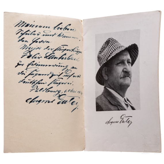 August Euler (1868 - 1957) - a dedicated copy of the booklet "Deutschlands Flugzeugf&uuml;hrer Nr. 1" to Major der Fliegertruppe Felix Lauterbach 1939