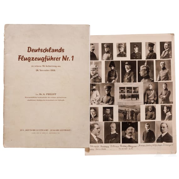 August Euler (1868 - 1957) - a dedicated copy of the booklet "Deutschlands Flugzeugf&uuml;hrer Nr. 1" to Major der Fliegertruppe Felix Lauterbach 1939