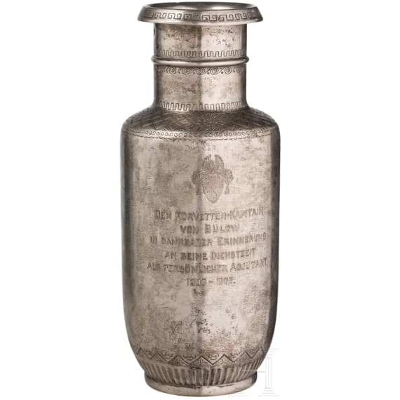 Henry Prince of Prussia - a large silver gift vase, circa 1906