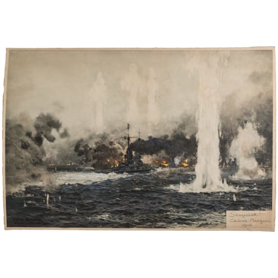 A diary of a German naval officer and a picture by Claus Bergen on the Battle of the Skagerrak in 1916