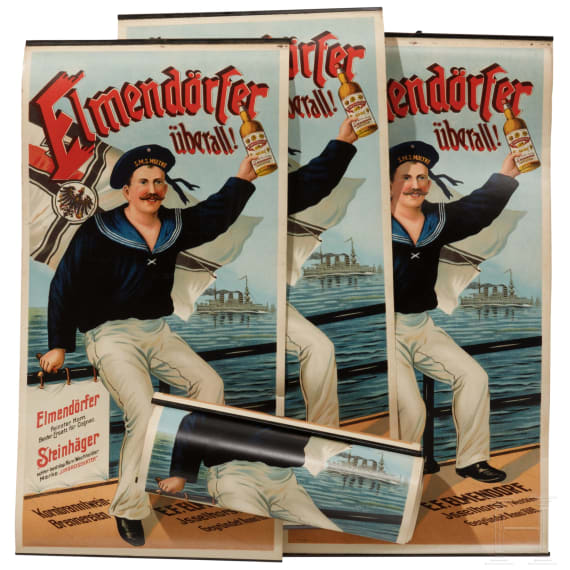 17 small advertising posters with marine motif