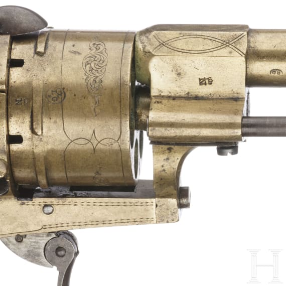 Lefaucheux-Revolver, in Messingausf&uuml;hrung