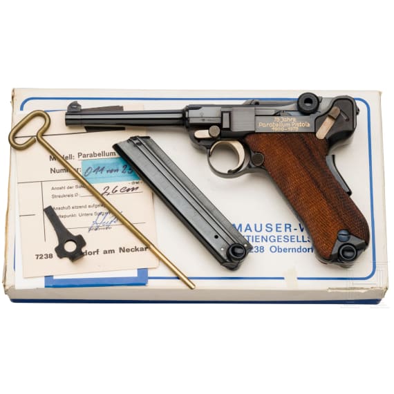 Parabellum Mauser, Erinnerungsmodell "75 Jahre Parabellum-Pistole", in Schachtel