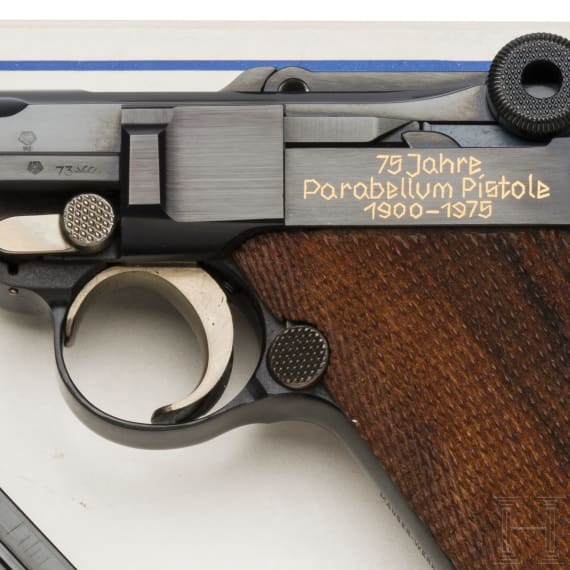 Parabellum Mauser, Erinnerungsmodell "75 Jahre Parabellum-Pistole", in Schachtel