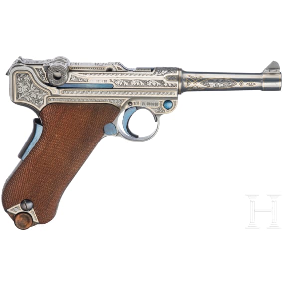 Pistole 08/73 Parabellum, graviert, Mauser-Werke AG, Oberndorf