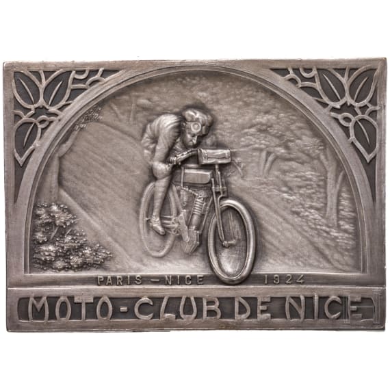 Erinnerungs- oder Siegerplakette des Moto-Club de Nice, datiert 1924