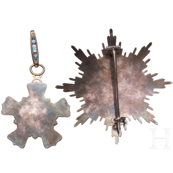General der Infanterie Maximilian von Montgelas (1860 - 1938) - Ordensset 2. Klasse, 3. Grad des Ordens vom Doppelten Drachen, 1. Modell 1882 - 1902, in Etui
