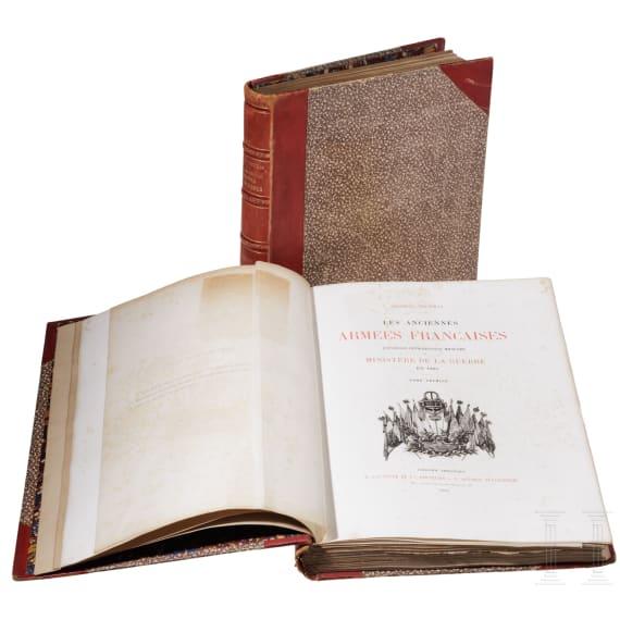 Thoumas, G&eacute;n&eacute;ral [Charles-Antoine]: Les anciennes arm&eacute;es fran&ccedil;aises. Exposition r&eacute;trospective militaire du minist&egrave;re de la guerre en 1889, Tome 1 et 2, Paris, 1890