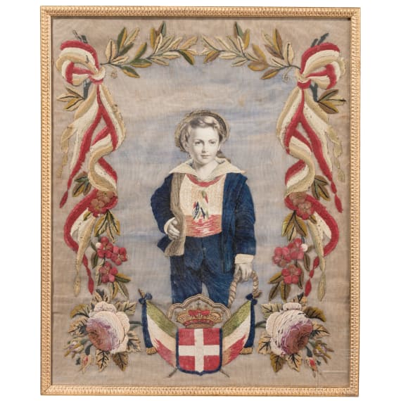 Zwei patriotische Seidenstickbilder, 19./20. Jhdt.