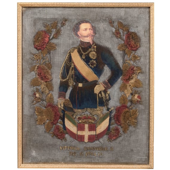 Zwei patriotische Seidenstickbilder, 19./20. Jhdt.