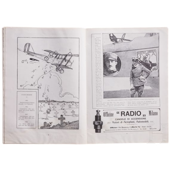 Neun Luftfahrtmagazine, einige mit Caproni-Artikeln, Italien, 1917 - 1919